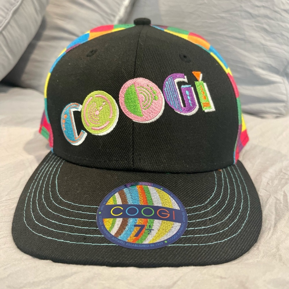Vintage COOGI Rainbow Checkered Fitted Baseball Cap HAT SIZE 7 1/2” NWOT